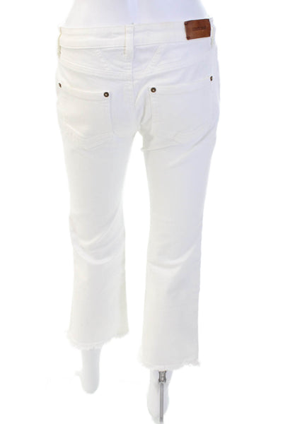 Roberto Cavalli Womens Cotton Five Pocket Distressed Ankle Jeans White Size 40