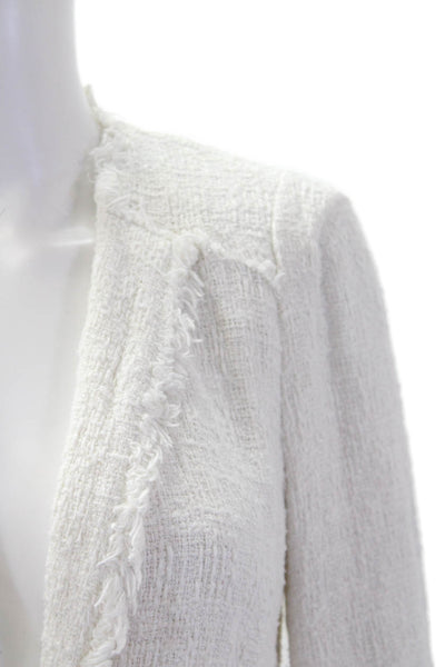 Rebecca Taylor Womens Long Sleeve Hook Front Knit Jacket White Cotton Size Small
