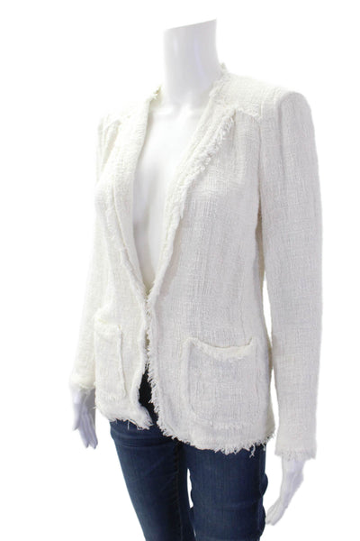Rebecca Taylor Womens Long Sleeve Hook Front Knit Jacket White Cotton Size Small