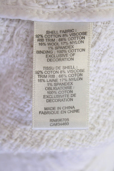 Rebecca Taylor Womens Long Sleeve Hook Front Knit Jacket White Cotton Size Small