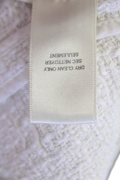 Rebecca Taylor Womens Long Sleeve Hook Front Knit Jacket White Cotton Size Small
