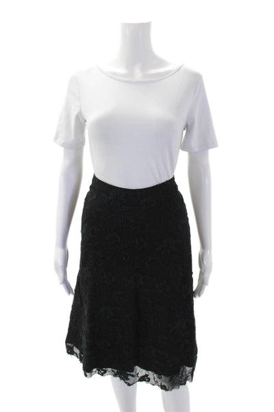 Paul & Joe Womens Back Zip Knee Length Mesh Overlay Skirt Black Size FR 38