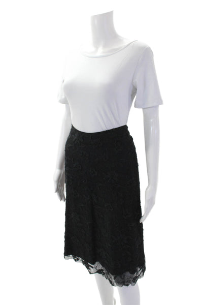 Paul & Joe Womens Back Zip Knee Length Mesh Overlay Skirt Black Size FR 38