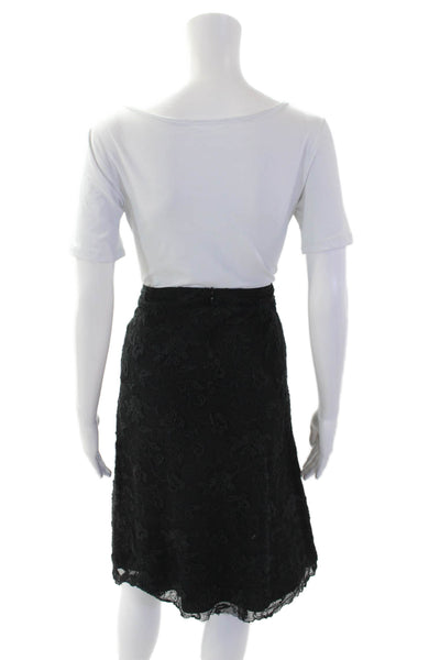 Paul & Joe Womens Back Zip Knee Length Mesh Overlay Skirt Black Size FR 38