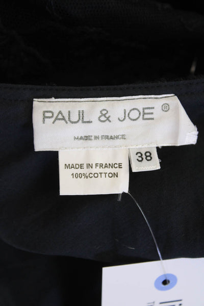 Paul & Joe Womens Back Zip Knee Length Mesh Overlay Skirt Black Size FR 38