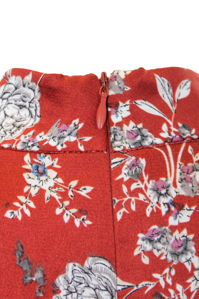 Chelsea 28 Womens Floral Print Short Sleeve Zip Up Maxi Dress Red Size M