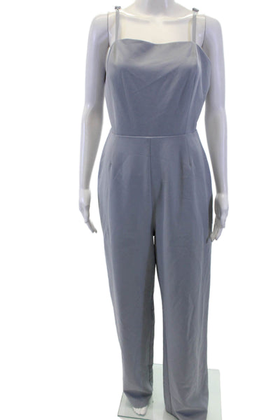 Wayf Womens Solid Square Neck Sleeveless Jumpsuit Gray Size L