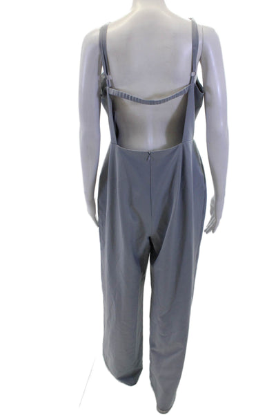 Wayf Womens Solid Square Neck Sleeveless Jumpsuit Gray Size L