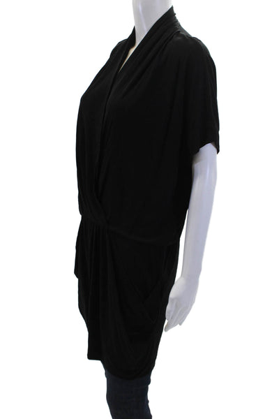Rachel Rachel Roy WOmens Solid V-Neck Short Sleeve Blouse Top Black Size S