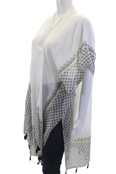 Do Everything In Love Womens Abstract Tassel Trim Vest White Size M