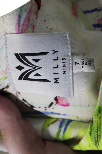Milly Minis Girls Cotton Blend Abstract Sleeveless Dress Multicolor Size 7