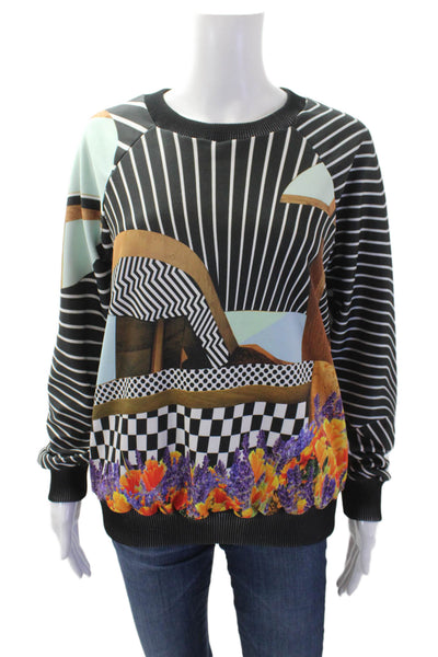 Clover Canyon Womens Long Sleeve Abstract Print Crewneck Multi Size S