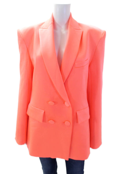 Alex Perry Womens Solid Double Breasted Button Up Blazer Jacket Pink Size 4