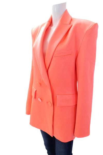 Alex Perry Womens Solid Double Breasted Button Up Blazer Jacket Pink Size 4