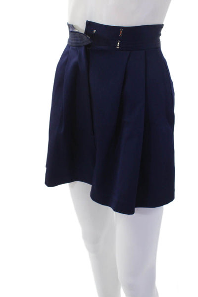 Alex Perry Womens Solid Pleated Two Pocket High-Rise Shorts Navy Size 4