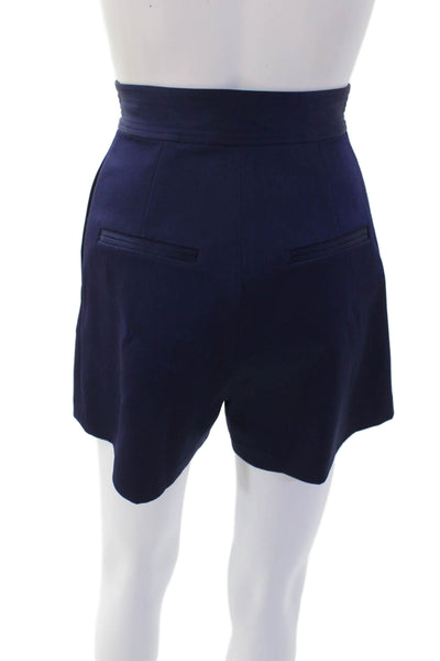 Alex Perry Womens Solid Pleated Two Pocket High-Rise Shorts Navy Size 4