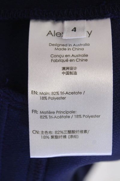 Alex Perry Womens Solid Pleated Two Pocket High-Rise Shorts Navy Size 4