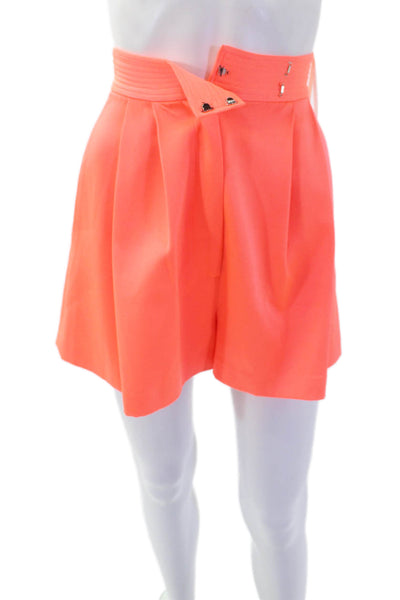 Alex Perry Womens Solid Pleated Two Pocket High-Rise Shorts Pink Size 4