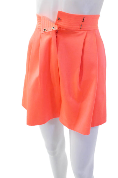 Alex Perry Womens Solid Pleated Two Pocket High-Rise Shorts Pink Size 4