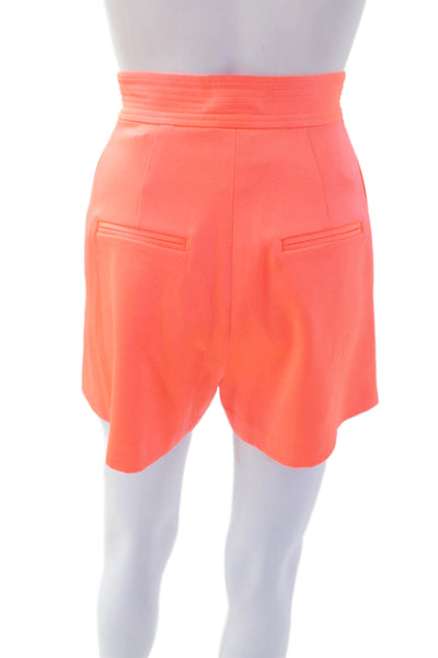 Alex Perry Womens Solid Pleated Two Pocket High-Rise Shorts Pink Size 4