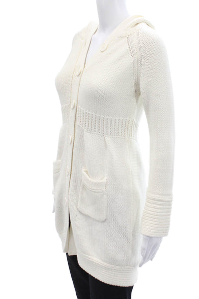 Fast Forward Womens Cotton Hooded Cardigan Sweater Top White Size 12