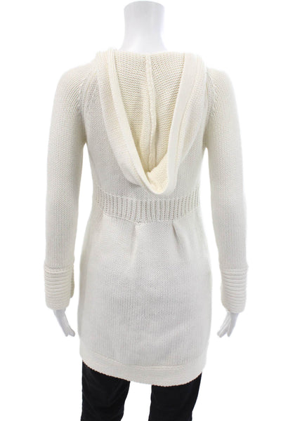 Fast Forward Womens Cotton Hooded Cardigan Sweater Top White Size 12