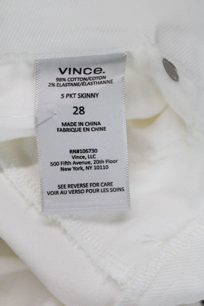 Vince Womens Cotton High Rise Skinny Leg Denim Jeans White Size 28
