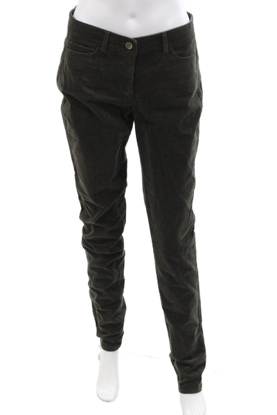 Worth New York Womens Corduroy High Rise Slim Straight Leg Pants Olive Size 2