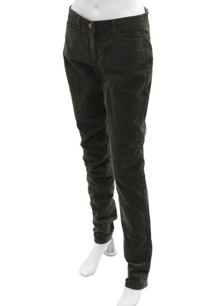 Worth New York Womens Corduroy High Rise Slim Straight Leg Pants Olive Size 2