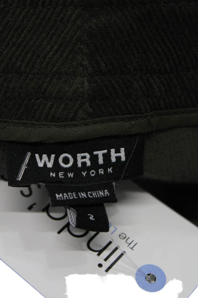 Worth New York Womens Corduroy High Rise Slim Straight Leg Pants Olive Size 2