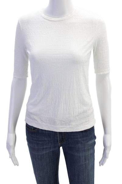 Zara Womens Solid Short Sleeve Crewneck T Shirt White Size S
