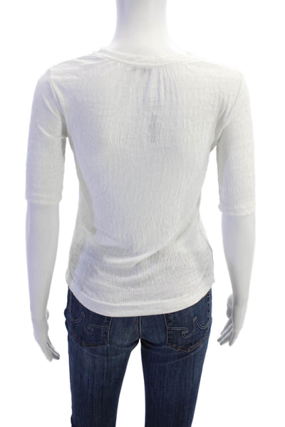 Zara Womens Solid Short Sleeve Crewneck T Shirt White Size S