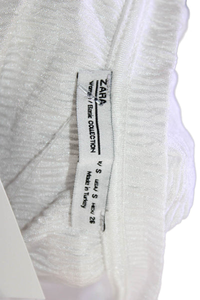 Zara Womens Solid Short Sleeve Crewneck T Shirt White Size S