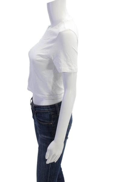 Zara Womens Cropped Solid Short Sleeve T Shirt White Size M