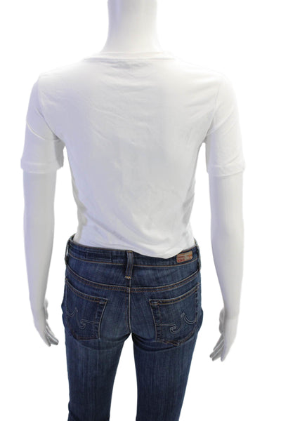 Zara Womens Cropped Solid Short Sleeve T Shirt White Size M
