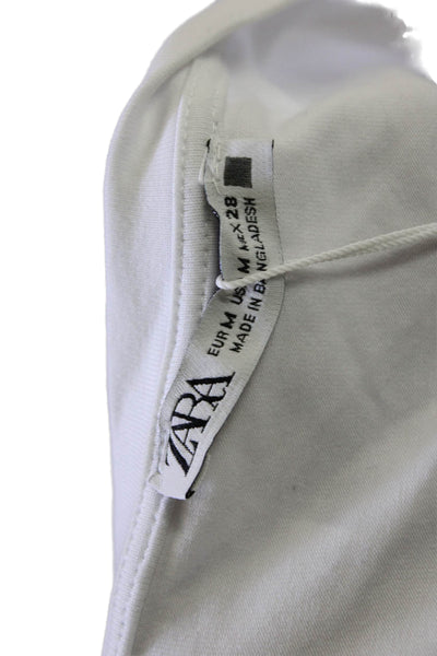 Zara Womens Cropped Solid Short Sleeve T Shirt White Size M