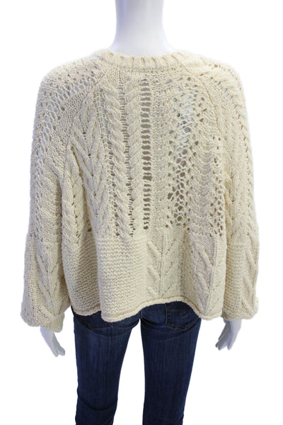 Zara Knit Womens Long Sleeve Open Knit Crop Sweater Beige Size S
