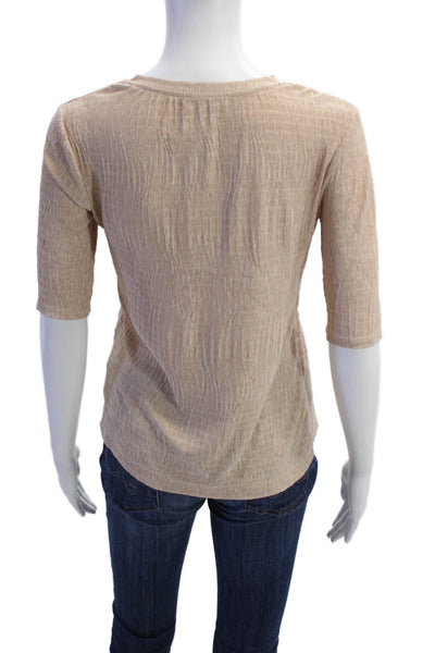 Zara Womens Short Sleeve Solid Crewneck Top Beige Size S
