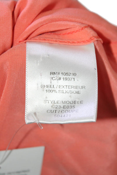 Equipment Femme Womens Silk Long Sleeve Button Down Blouse Coral Size XS