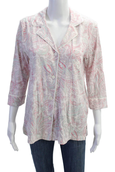Lauren Ralph Lauren Womens Paisley Button Down Pajama Shirt Pink Size S