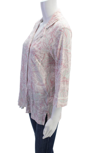 Lauren Ralph Lauren Womens Paisley Button Down Pajama Shirt Pink Size S