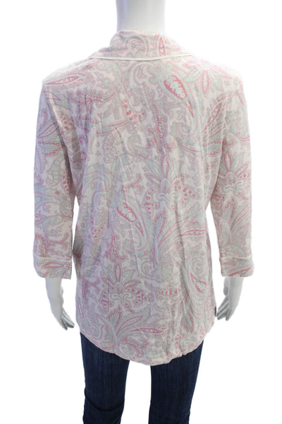 Lauren Ralph Lauren Womens Paisley Button Down Pajama Shirt Pink Size S