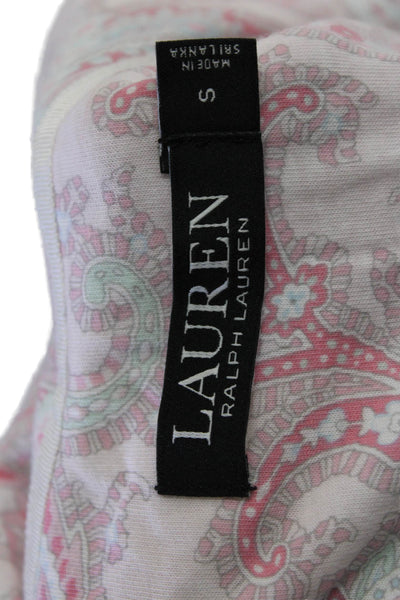 Lauren Ralph Lauren Womens Paisley Button Down Pajama Shirt Pink Size S