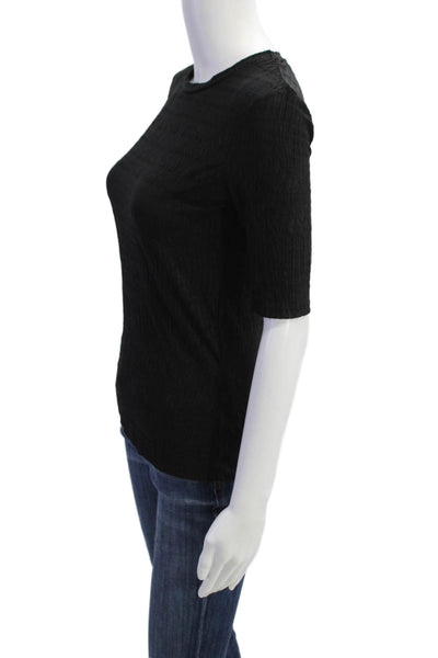 Zara Womens Solid Short Sleeve Crewneck Top Black Size S