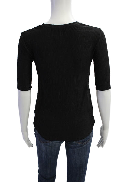 Zara Womens Solid Short Sleeve Crewneck Top Black Size S
