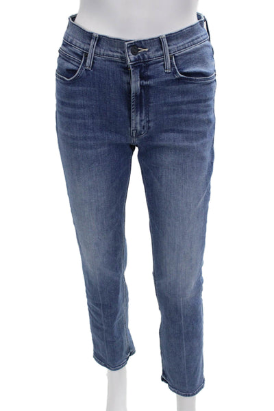Mother Womens Cotton Zip Button Slim Leg Denim Jeans Blue Size EUR 28