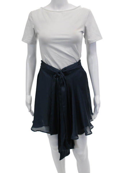 Free People Womens Textured Zip Tie Front Sleek Midi Skirt Blue Size S