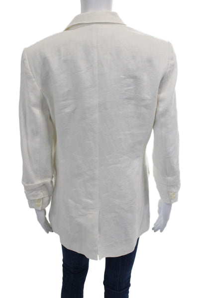 Joie Womens Single Button Notched Lapel Woven Linen Blazer Jacket White Size 6