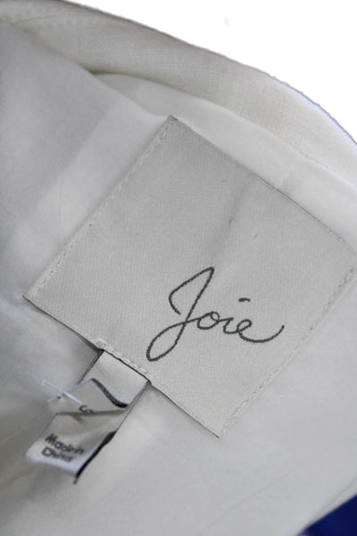 Joie Womens Single Button Notched Lapel Woven Linen Blazer Jacket White Size 6
