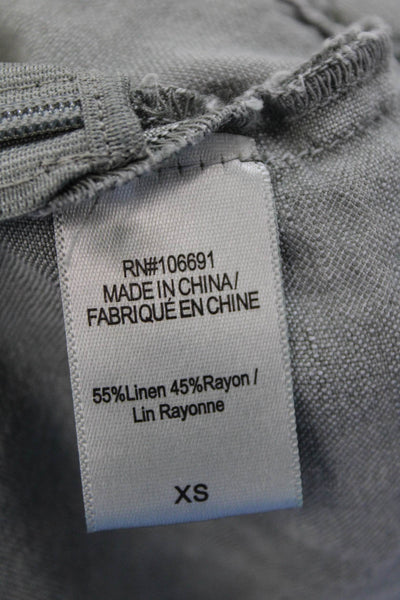 YFB Womens Linen Blend Benji Strapless Smocked Back Button Up Top Green Size XS